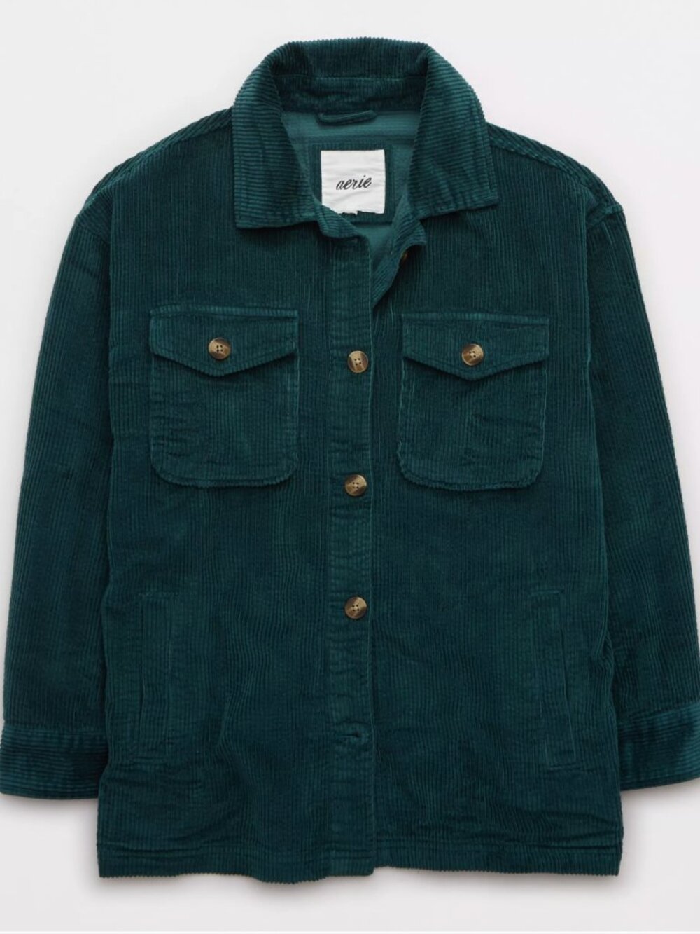 Aerie Corduroy Shacket - Deep Forest Green